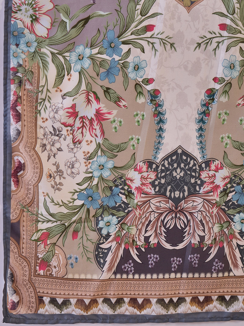 Stylum Women's Teal Mirror Work Muslin Straight Pakistani Kurta Pant Dupatta Set (KPDTEALTEENA)