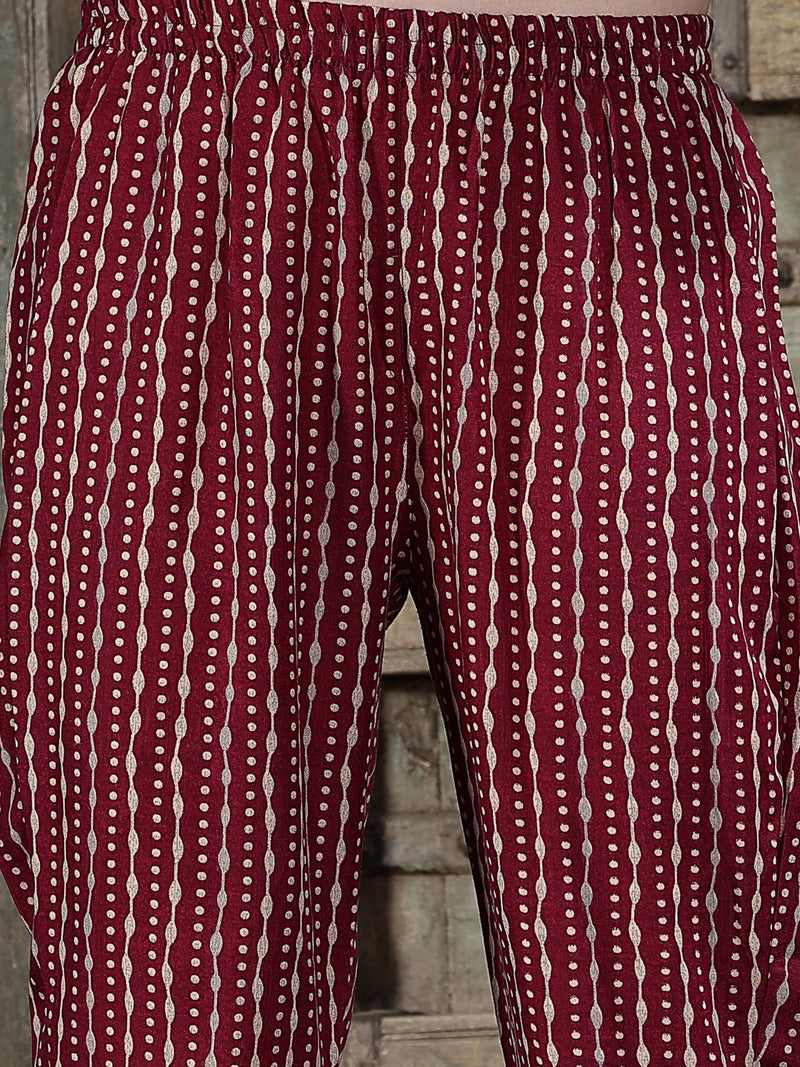 Stylum Women's Floral Printed Cotton Blend Straight Kurta Pant Dupatta Set (KPDTIGERMAROON)