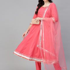 Stylum Women's Solid Rayon Kurta Pant Dupatta Set (KPDTODDYCORAL)