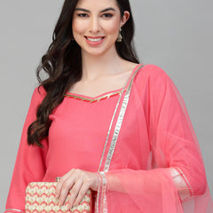 Stylum Women's Solid Rayon Kurta Pant Dupatta Set (KPDTODDYCORAL)