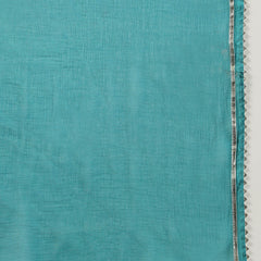 Stylum Women's Lehriya Printed & Embroidered Cotton Alia Cut Kurta Pant Dupatta Set (KPDTURQGAZAL)