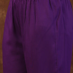 Stylum Women's Violet Ethnic Motif Khadi Printed & Embroidered Rayon Flared Kurta Pant Dupatta Set (KPDVOILBIBA)