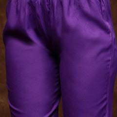 Stylum Women's Violet Bandhani Printed & Embroidered Rayon Flared Kurta Pant Dupatta Set (KPDVOILGALIB)