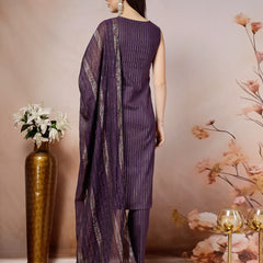 Stylum Women's Woven Designed Cotton Blend Straight Kurta Pant Dupatta Set (KPDVOILJERICO)