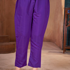 Stylum Women's Violet Solid & Embroidered Silk Blend Straight Kurta Pant Dupatta Set (KPDVOILMINATI)