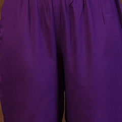 Stylum Women's Violet Solid & Embroidered Rayon Anarkali Kurta Pant Dupatta Set (KPDVOILQUEEN)