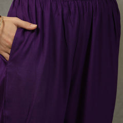 Stylum Women's Bandhej Printed & Embroidered Rayon Anarkali Kurta Pant Dupatta Set (KPDVOILTRISHA)