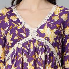 Cotton Pleated Kurta Palazzo Dupatta Set