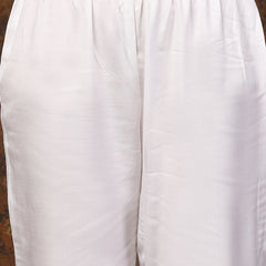 Stylum Women's White Solid & Embroidered Italian Crush Anarkali Kurta Pant Dupatta Set (KPDWHITEBANDRA)