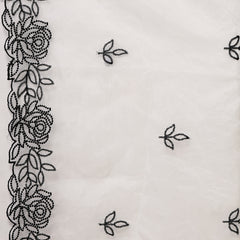 Stylum Women's White Pakistani Solid & Embroidered Silk Blend Straight Kurta Pant Dupatta (KPDWHITELEE)