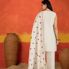 Stylum Women's White Solid & Embroidered Silk Straight Kurta Pant Dupatta Set (KPDWHITENIHARI)