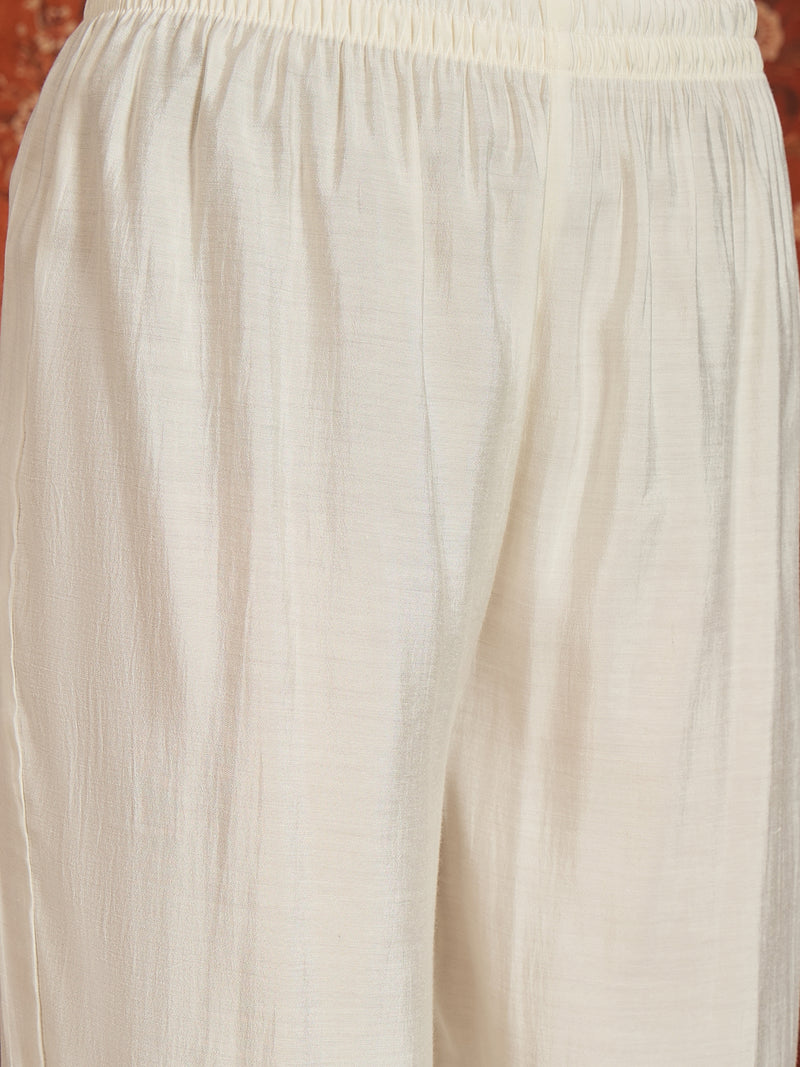 Stylum Women's White Solid & Embroidered Silk Straight Kurta Pant Dupatta Set (KPDWHITENIHARI)