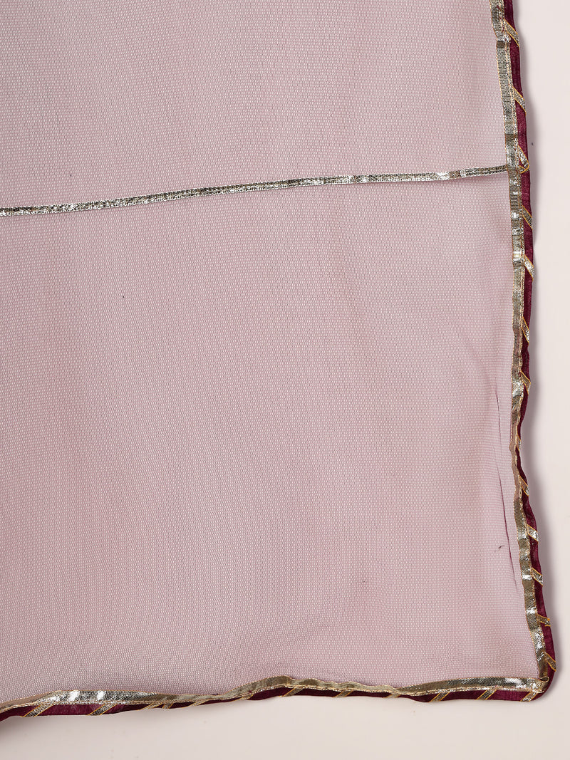 Stylum Women's Wine Solid & Embroidered Velvet Straight Kurta Pant Dupatta Set (KPDWINEAFRA)