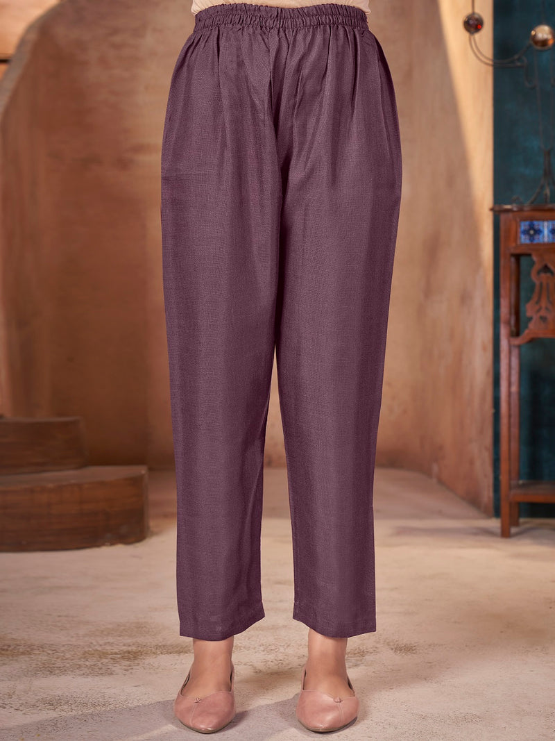 Stylum Women's Wine Tropical Printed & Embroidered Cotton Straight Kurta Pant Dupatta Set (KPDWINEAPPLE)