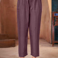 Stylum Women's Wine Tropical Printed & Embroidered Cotton Straight Kurta Pant Dupatta Set (KPDWINEAPPLE)