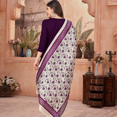 Stylum Women's Violet Solid & Embroidered Crepe Straight Kurta Pant Dupatta Set (KPDWINEFOCUS)