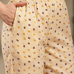 Stylum Women's Wine Bandhej Printed & Embroidered Cotton A-Line Kurta Pant Dupatta Set (KPDWINEMISHRI)