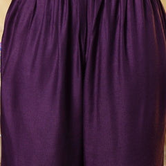 Stylum Women's Wine Solid & Embroidered Rayon Straight Kurta Pant Dupatta Set (KPDWINERIVER)