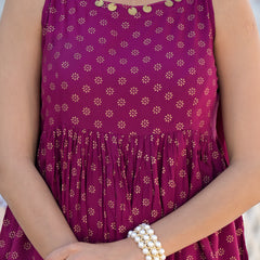 Stylum Women's Ethnic Motifs Printed Rayon Sleeveless Kurta Palazzo Dupatta Set (KPDWINESAMIA)