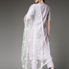 Stylum Women's Solid Cotton Blend Straight Kurta Pant Dupatta Set (KPDXLAVENDERNUV)