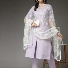 Stylum Women's Solid Cotton Blend Straight Kurta Pant Dupatta Set (KPDXLAVENDERNUV)