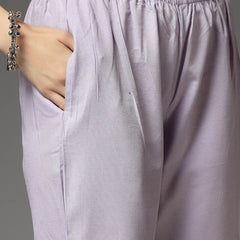 Stylum Women's Solid Cotton Blend Straight Kurta Pant Dupatta Set (KPDXLAVENDERNUV)