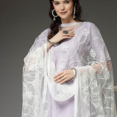 Stylum Women's Solid Cotton Blend Straight Kurta Pant Dupatta Set (KPDXLAVENDERNUV)