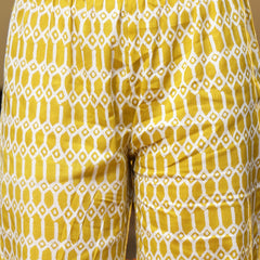 Stylum Women's Yellow Floral Printed Cotton Anarkali Kurta Pant Dupatta Set (KPDYELLOWMANI)