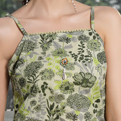 Stylum Women's Green Floral Printed Cotton Straight Kurta Palazzo Set (KPGREENCLOVER)