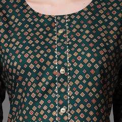 Stylum Women's Printed Poly Crepe Straight Kurta Palazzo Set (KPGREENTALE)