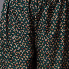 Stylum Women's Printed Poly Crepe Straight Kurta Palazzo Set (KPGREENTALE)