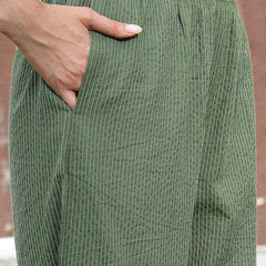 Stylum Women's Green Woven Design Cotton Straight Kurta Palazzo Set (KPGREENVICTORIA)