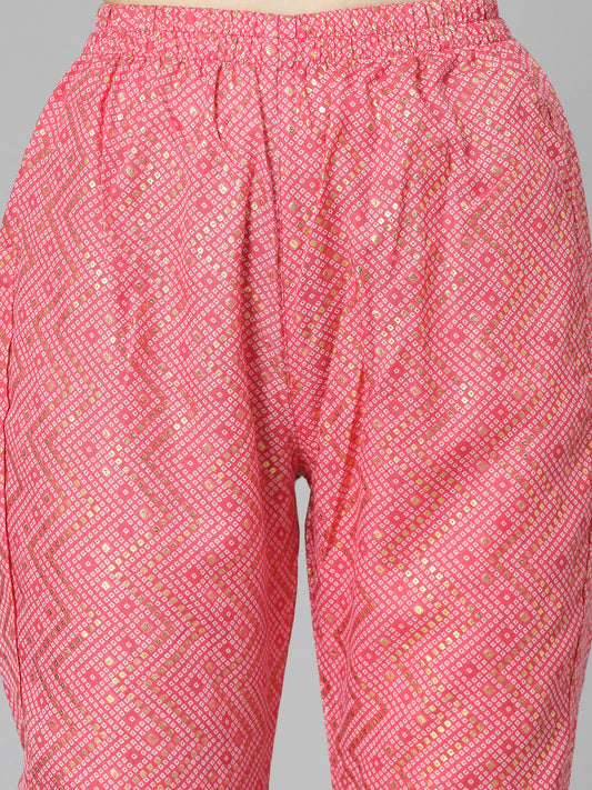 Pink Cotton Blend Straight Kurta Pant Set 