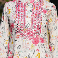 Stylum Women's White Floral Printed & Embroidered Rayon Straight Kurta Palazzo Set (KPMULTIKAYALI)