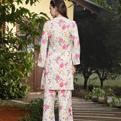 Stylum Women's White Floral Printed & Embroidered Rayon Straight Kurta Palazzo Set (KPMULTIKAYALI)