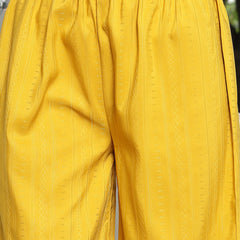 Stylum Women's Mustard Woven Design Rayon Straight Kurta Palazzo Set (KPMUSTARDMARS)