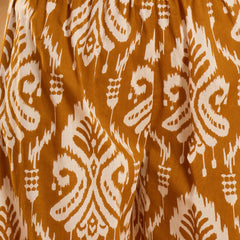 Stylum Women's Mustard Ikat Printed Cotton A-Line Kurta Pant Set (KPMUSTARDPOLLY)