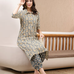 Stylum Women's Dabbu Printed Cotton Straight Kurta Pant Set  (KPNIRALI)