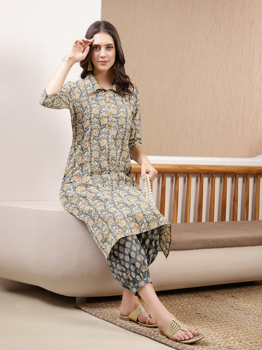 Stylum Women's Dabbu Printed Cotton Straight Kurta Pant Set  (KPNIRALI)