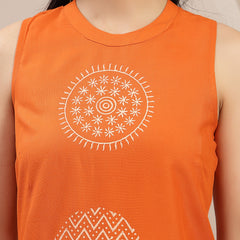 Stylum Women's Orange Solid & Embroidered Rayon Straight Kurta Pant Set (KPORANGEKUFRI)