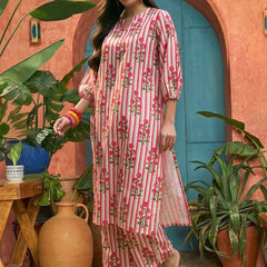 Stylum Women's Pink Floral Printed Rayon Straight Kurta Palazzo Set (KPPINKJULI)