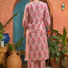Stylum Women's Pink Floral Printed Rayon Straight Kurta Palazzo Set (KPPINKJULI)