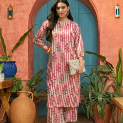 Stylum Women's Pink Floral Printed Rayon Straight Kurta Palazzo Set (KPPINKJULI)