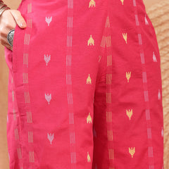 Stylum Women's Pink Woven Design Cotton Straight Kurta Palazzo Set (KPPINKMATRU)