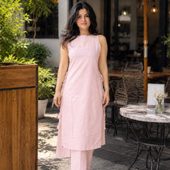 Stylum Women's Pink Solid Rayon Flex Straight Kurta Palazzo Set (KPPINKMONSOON)