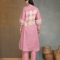 Stylum Women's Pink Polka Dots Printed Voile A-Line Kurta Pant Set (KPPINKVOK)