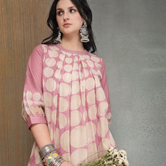 Stylum Women's Pink Polka Dots Printed Voile A-Line Kurta Pant Set (KPPINKVOK)