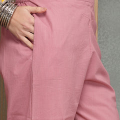 Stylum Women's Pink Polka Dots Printed Voile A-Line Kurta Pant Set (KPPINKVOK)