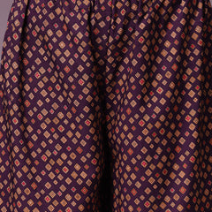 Stylum Women's Printed Poly Crepe Straight Kurta Palazzo Set (KPPURPLETALE)