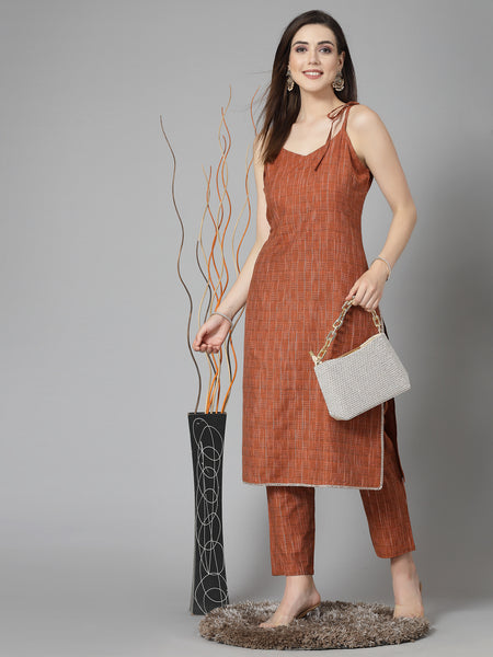 Stylum Women's Woven Designed Cotton Blend Straight Kurta Pant Set (KPRUSTBULL)